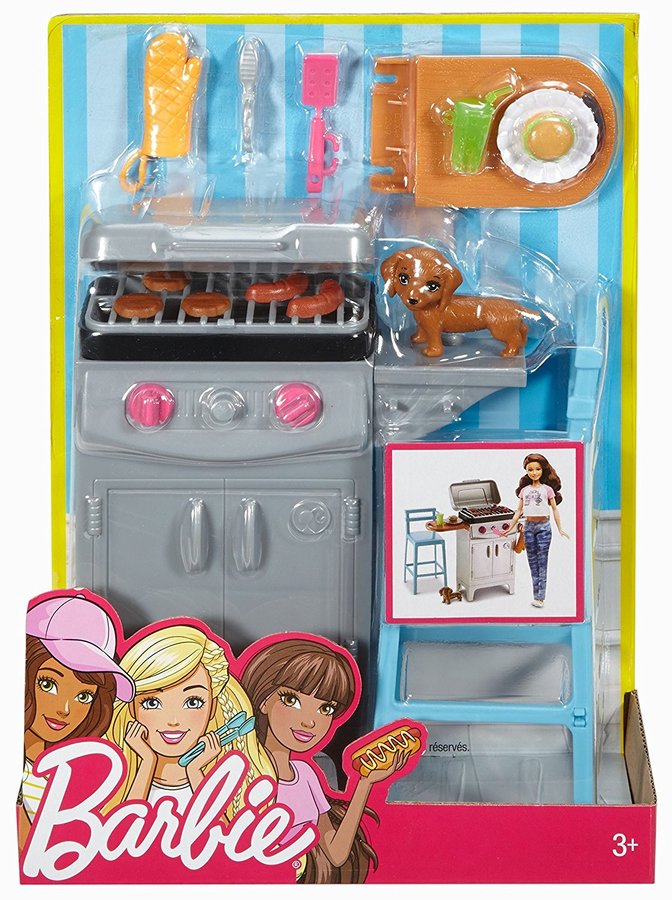 Barbie BBQ Grill Furniture, Puppy & Accessory Set