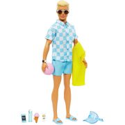 Blonde Ken Doll With Swim Trunks And Beach-themed Accessories