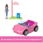 Barbie Land Mini Doll & Vehicle Set Convertible Car HYF42