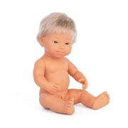 Miniland Baby Doll Caucasian Down Syndrome Boy 38 cm Blonde