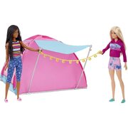 Barbie Let's Go Camping Tent and Dolls