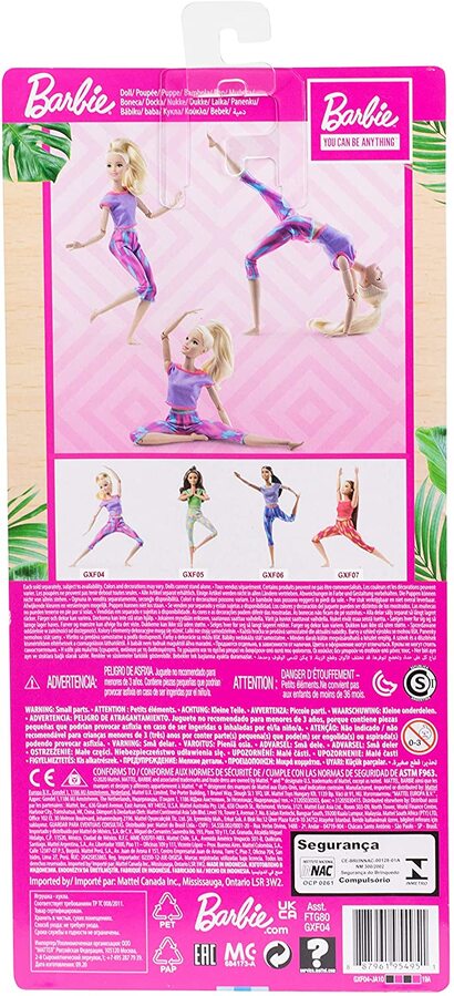 Barbie Made to Move Doll Blonde Athleisure-wear GXF04 Yoga