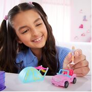 Barbie Land Mini Doll & Vehicle Set Suv & Tent HYF43