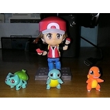 Pokemon PVC Figure Ash Ketchum with Charmander,  Bulbasaur - cake topper 