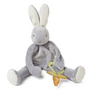 Bunnies By The Bay Grady Bunny Grey Silly Buddy Dummy holding toy with rattle