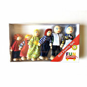 Fun Factory Wooden Pretend Play Toy Doll Family 6 piece Box Set 