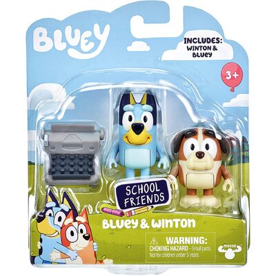 Bluey School Friends Bluey & Winton with Typewriter Figurines 2 Pack figurines