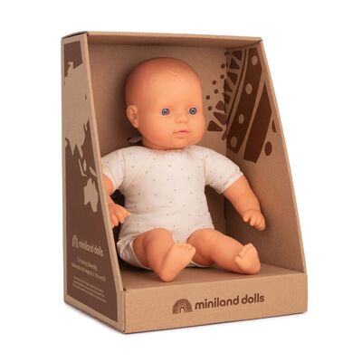 Miniland Educational Baby Doll Caucasian Soft Body 32cm Boxed