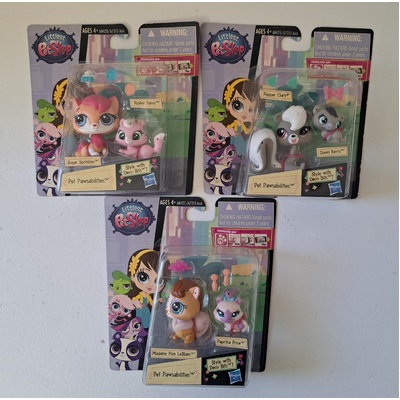 Littlest Pet Shop Pet Pawsabilities Set of 3 (Sugar, Madame Pom, Pepper Clark)