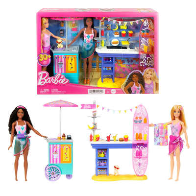 Barbie Beach Boardwalk Playset With Barbie ??rooklyn??& ??alibu??Dolls