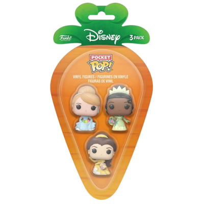 Funko Pocket Pop Disney Princess Tiana, Belle & Cinderella Carrot 3 Pack