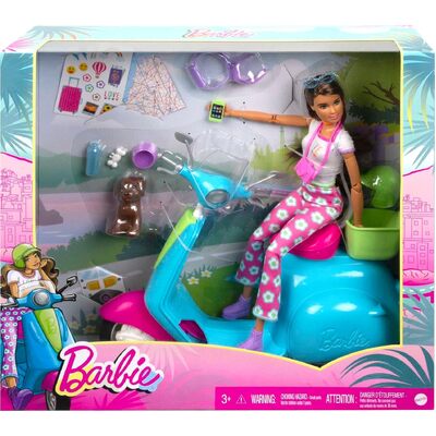 Barbie Fashionistas Doll And Scooter Travel Playset