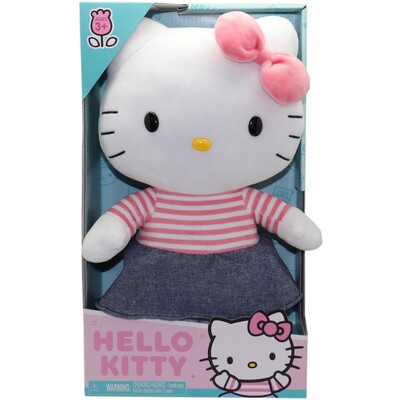 Hello Kitty Medium Plush Denim Skirt/Pink Stripe Top