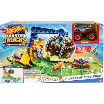 Hot Wheels Monster Trucks Rhinomite Chargin Challenge Playset