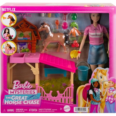 Barbie Mysteries: The Great Horse Chase Stable Playset With Fashion Doll HXJ40