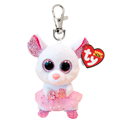 Ty Beanie Boos Clip Keychain - Nina the Mouse with Tutu Plush