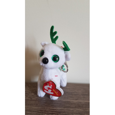 Ty Beanie Boos Clip on - Xmas Peppermint the White Reindeer Plush