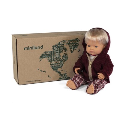 Miniland Doll 38cm Caucasian Boy and Outfit Boxed Set 31051