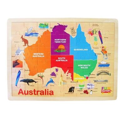 Fun Factory Australia Map Puzzle 48pc Educational Wooden Toys