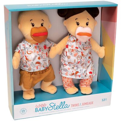 Wee Baby Stella Twins Peach Brown Hair Soft Doll