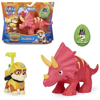 Paw Patrol Dino Rescue Rubble and Triceratops Figure Set