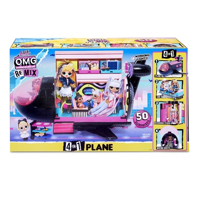 LOL Surprise OMG Remix 4-in-1 Plane Avion Playset Transforms - 50 Surprises