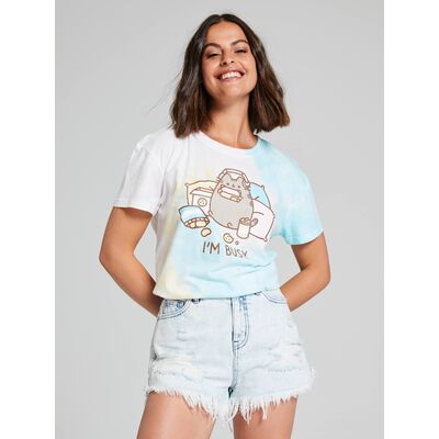 Pusheen The Cat I'm Busy Swirl Tie Dye Tee Shirt [Size: XS]