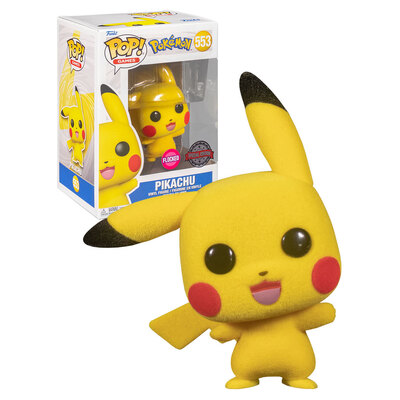 Funko POP Pokemon Pikachu Flocked (Waving) #553 Vinyl Figure