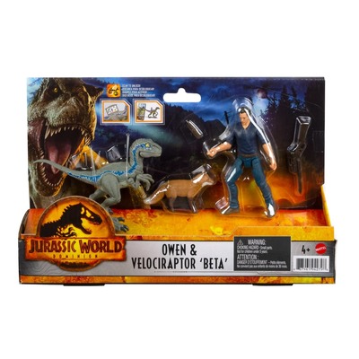 Jurassic World Dominion Owen & Velociraptor 'Beta' Dinosaur Figure Pack