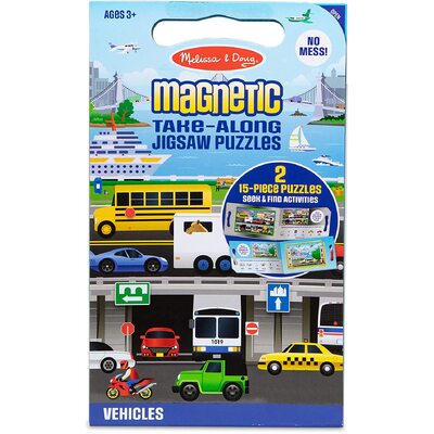 Melissa Doug Magnetic Take Along Jigsaw Puzzles Vehicles