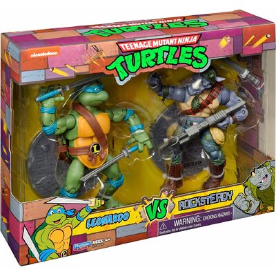 TMNT Teenage Mutant Ninja Turtles Classic Collection Leonardo vs. Rocksteady 2 Pack