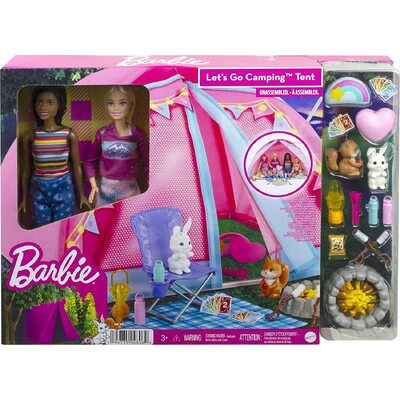 Barbie Let's Go Camping Tent and Dolls