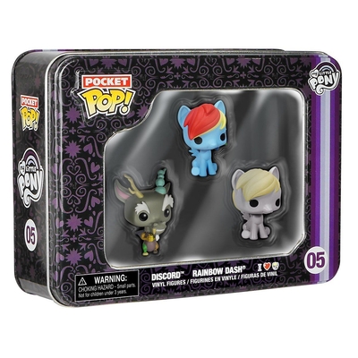 Funko My Little Pony Pocket Pop! Mini Vinyl Figure Tin (3-Pack) #05 Rainbow dash, Discord, Derpy